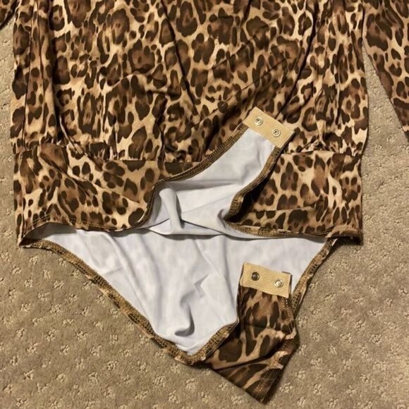 NWT WAYF Bodysuit Solano Ruched Cowl Neck Leopard Animal Print Size XS - Picture 9 of 9